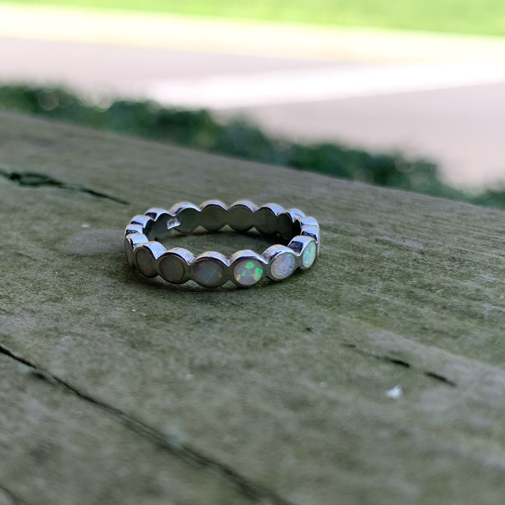Sterling Silver Opal Eternity Band